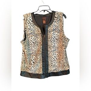 Faux Fur leopard animal print vest. Super soft. Lined inside. Size large.